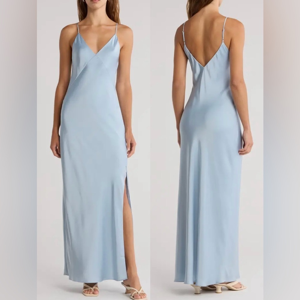 NEW rag & bone Risse Satin Midi Slip dress fully Lined Dusty Blue sz 4